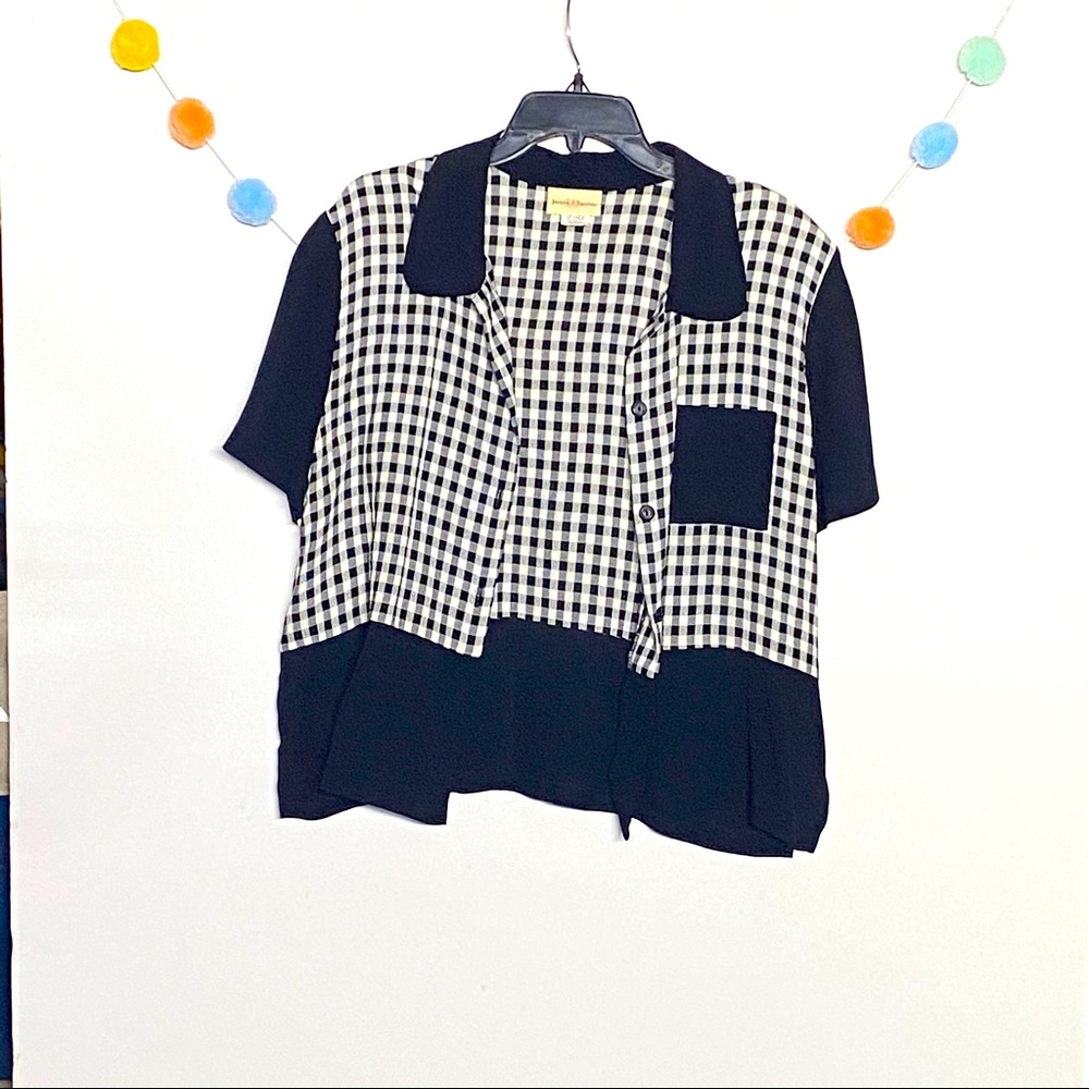 Jaclyn Smith Vintage Gingham Collared Blouse